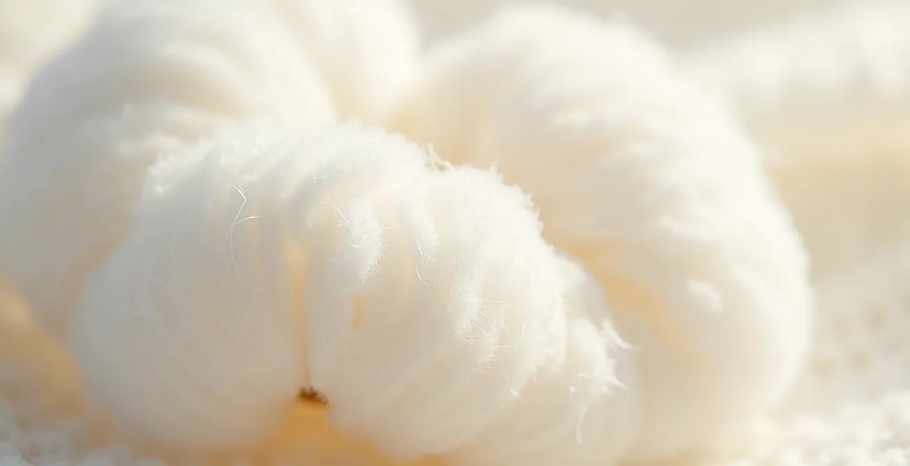 Vue macro des fibres de coton organique montrant leur texture naturelle et respirante