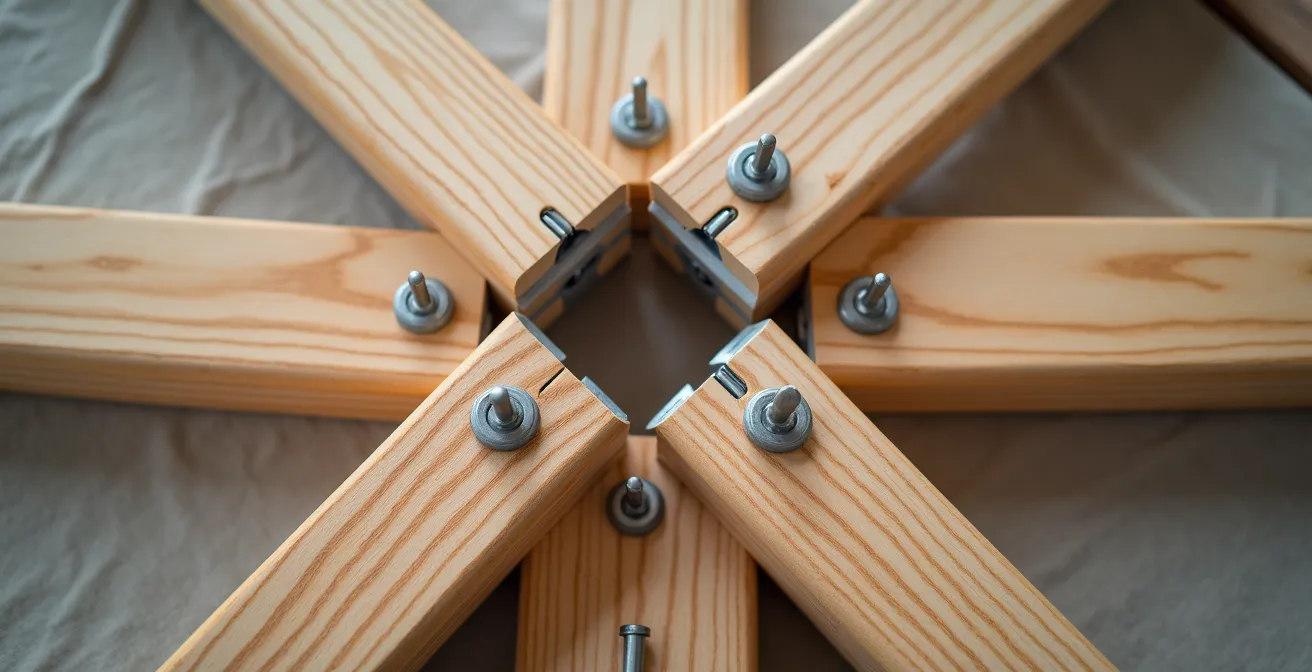 Outils de montage disposés autour d'un lit évolutif en cours de transformation