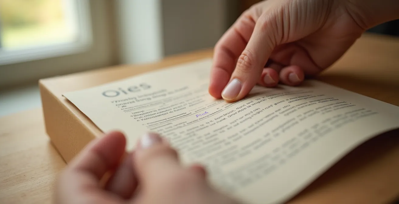 Main examinant l'étiquette d'un sticker mural écologique