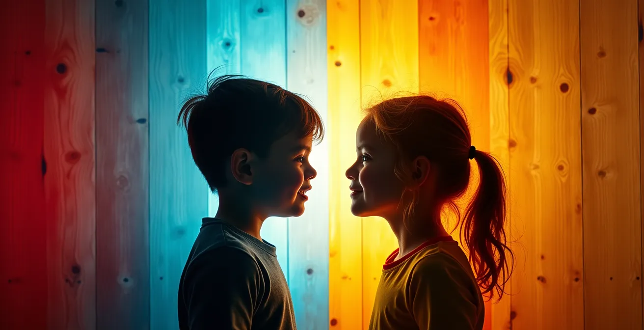 Représentation visuelle de la stimulation cérébrale d'un enfant face aux couleurs primaires