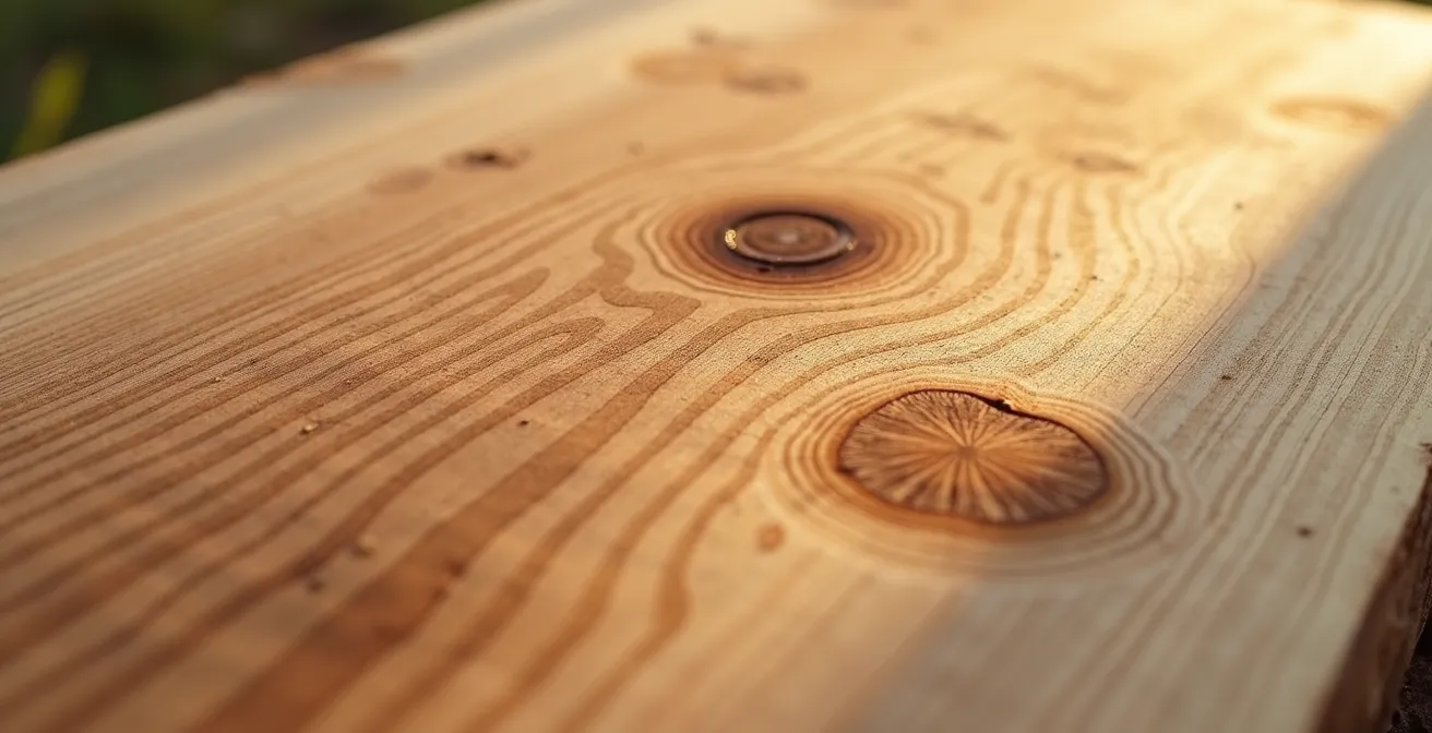 Texture macro du bois naturel avec ses veines et nœuds visibles