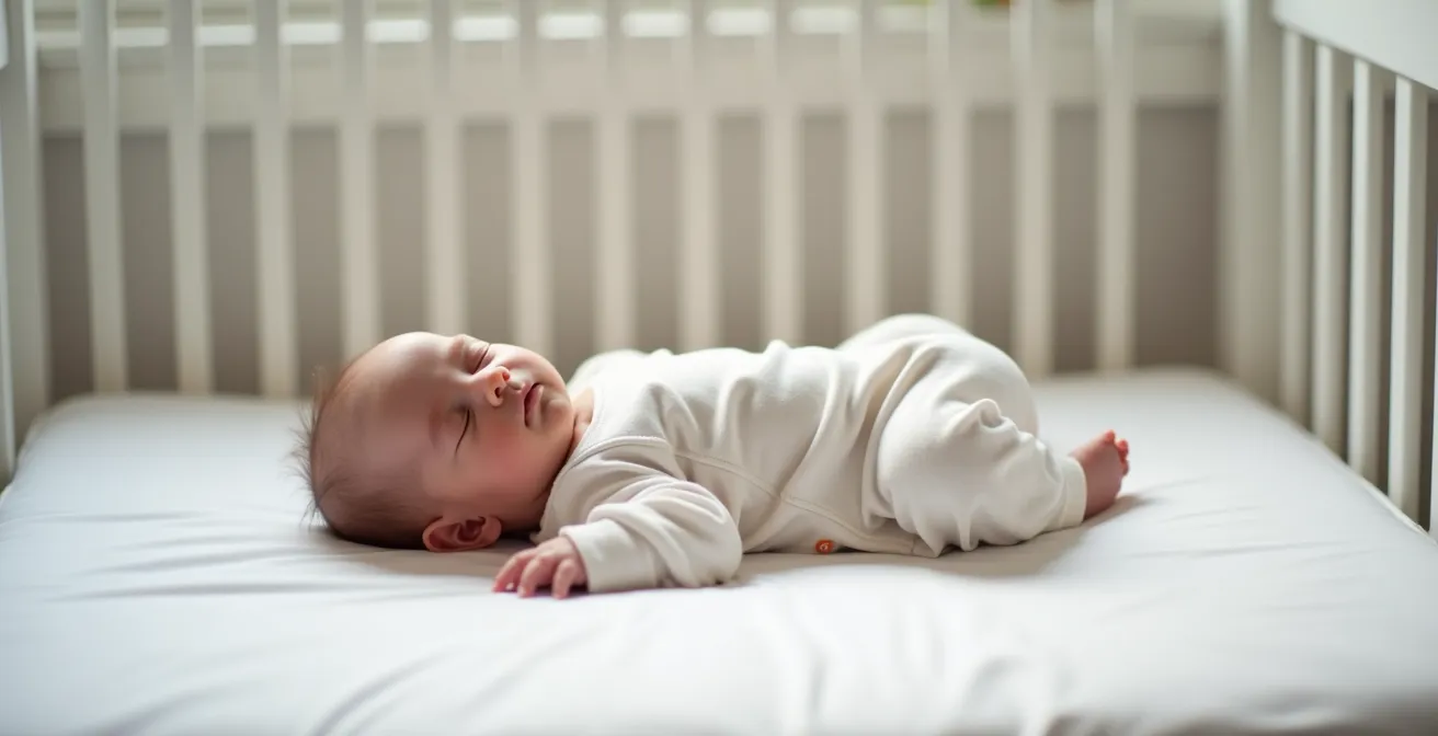 Nouveau-né dormant en sécurité dans un lit épuré sans accessoires